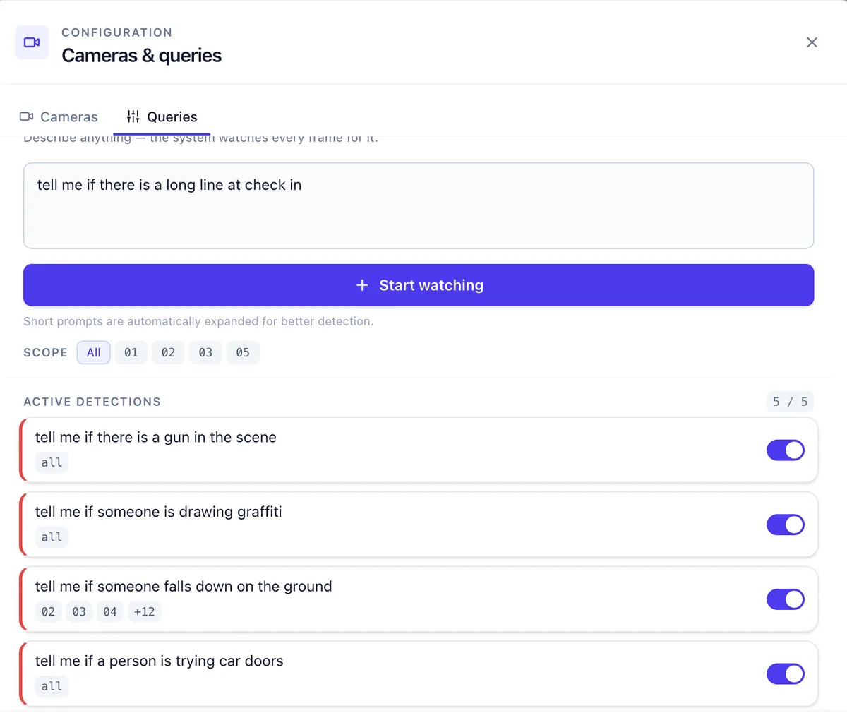 Operator typing a plain-English detection rule into Sentinel's configuration panel